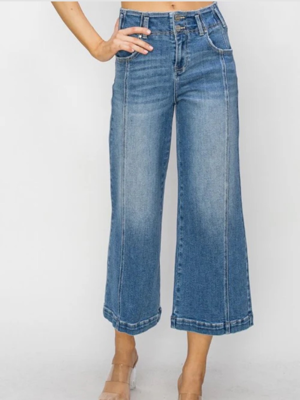 RISEN FRONT SEAM CROP WIDE JEANS RDP5653 Size 27